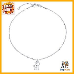 Sterling Silver Origami Animal Anklet Adjustable Chain Elegant Minimal Charm
